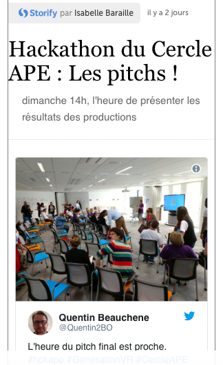 Les pitchs du Hackathon du Cercle APE